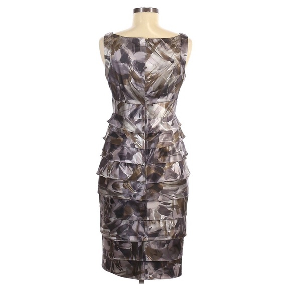 LONDON TIMES Satin Sheath Dress Gray Sleeveless - Picture 2 of 11